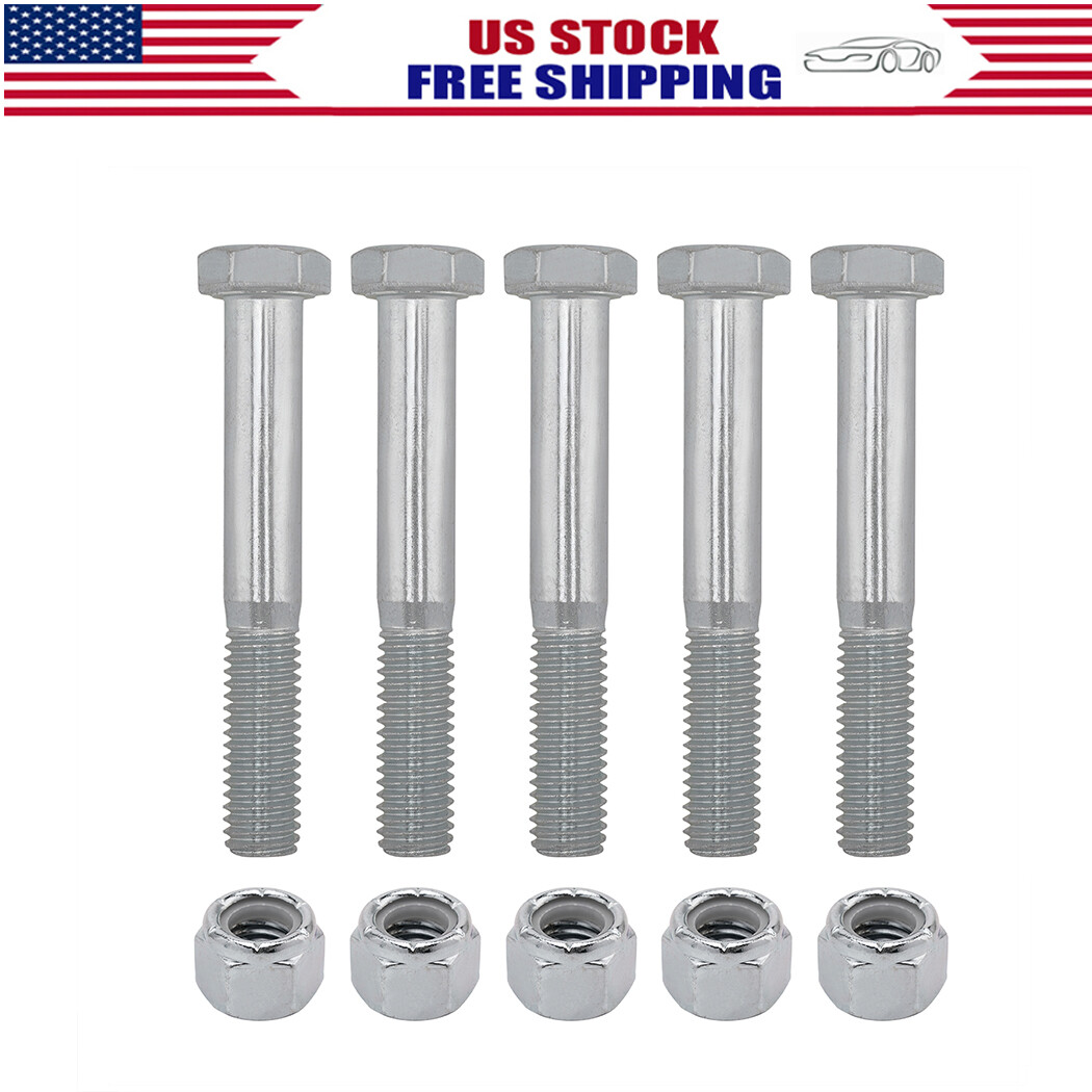 5 Pack Grade 2 Shear Bolts for Rotary Cutters 1/2″ X 3-1/2″ with Nylock Nuts