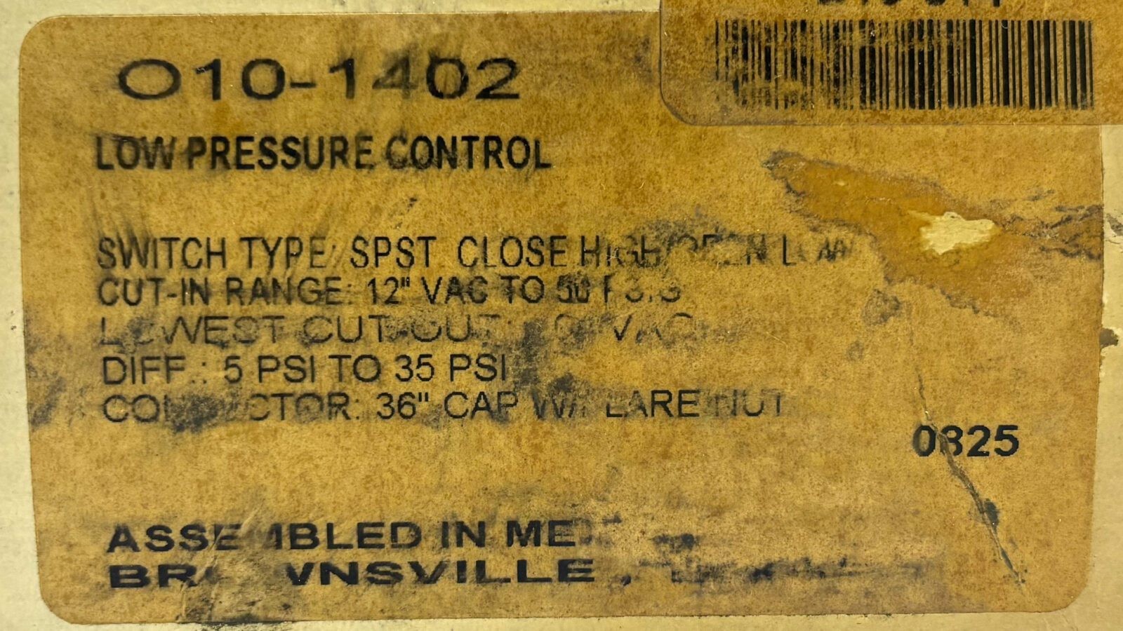 Ranco O10-1402 Low Pressure Control (New In Box)