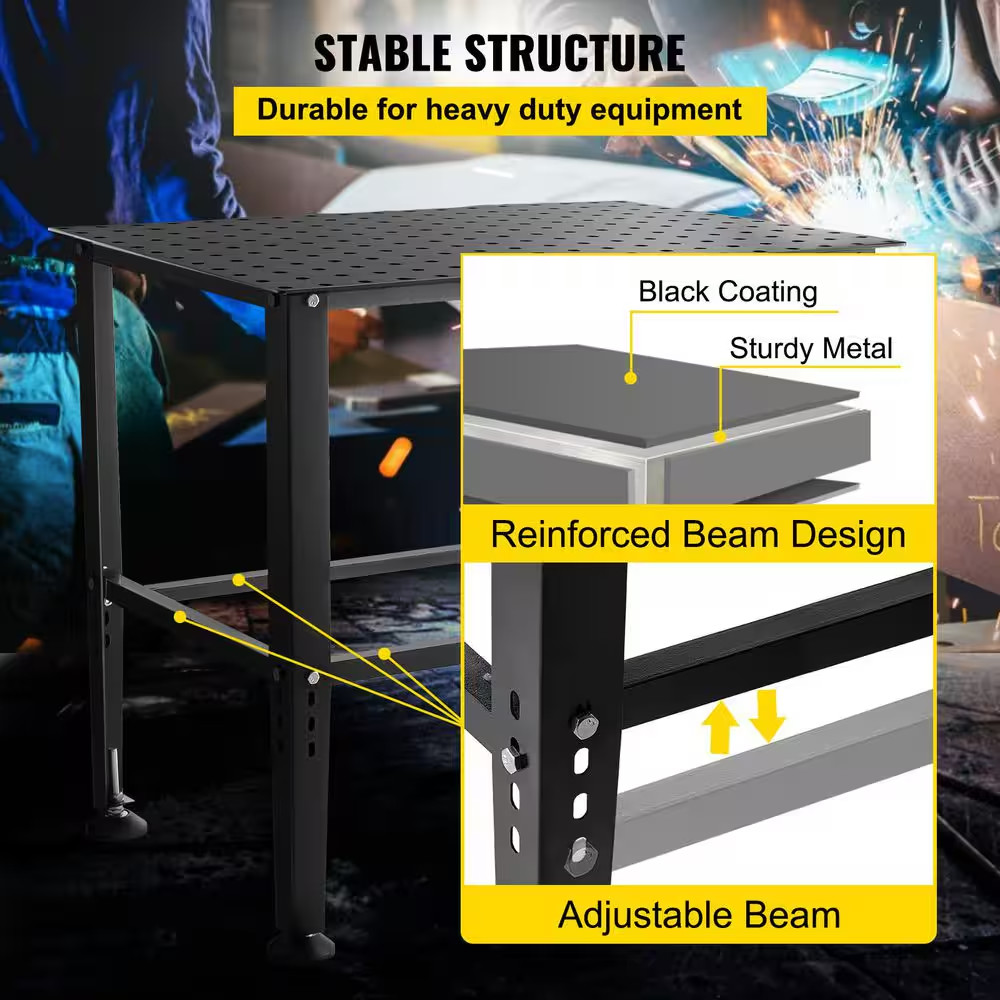 Welding Table 36 In. X 24 In., Work Bench with 0.63 In. Fixture Holes, 800LBS. C
