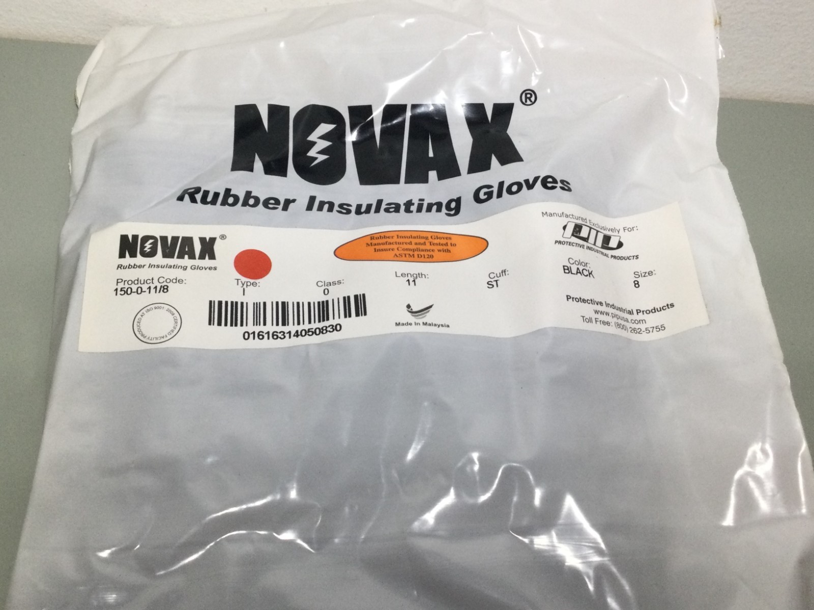Novax D120 Size 8 Lineman Rubber Insulating Gloves Class 0 Type 1 1000V AC