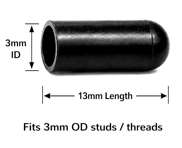 3mm Silicone Vacuum Caps Blanking Caps Masking Caps Tubing Caps Black