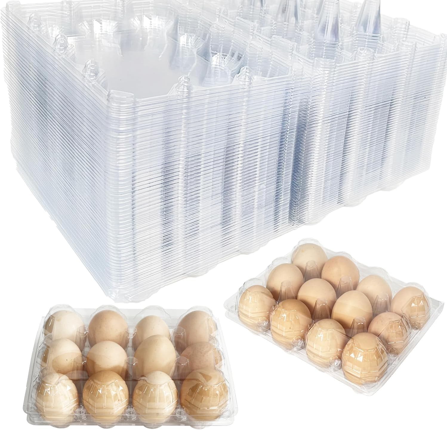 100 Packs Egg Cartons Cheap Bulk Plastic for 12 Eggs Clear Egg Cartons