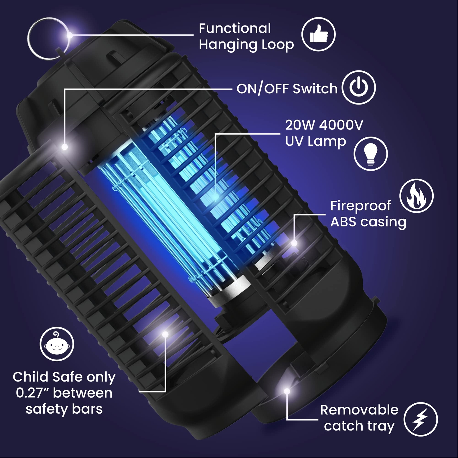 LiBa Electric Bug Zapper – Powerful 4000V Grid, Indoor & Outdoor Insect Killer w