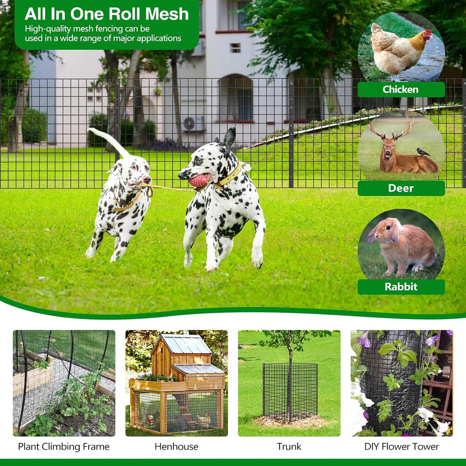 GILPWA Welded Wire Fence, 50ft(L) x 24inch(H) Garden Fence for Dog, 16GA Black