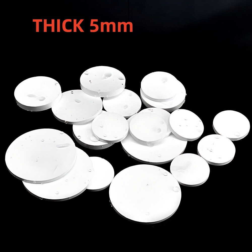 Dia 12-150mm THICK 5mm PTFE Plastic Solid Discs Flat Round Pad Sealed Cushioning