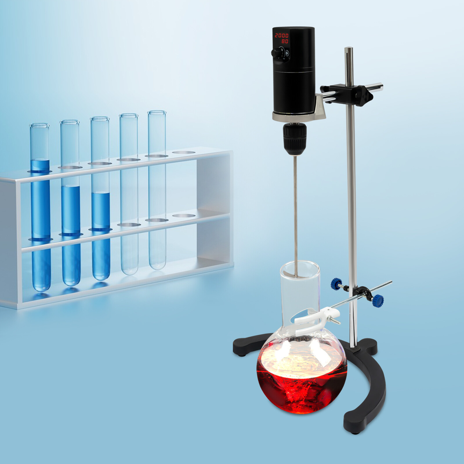 120W Adjustable Electric Overhead Stirrer Max 40L Digital Lab Mixer Time & Speed
