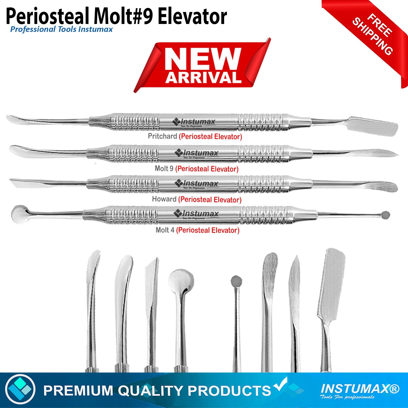Dental Flap Tunneling Kit Periosteal Elevators Implant Oral Surgery Instruments