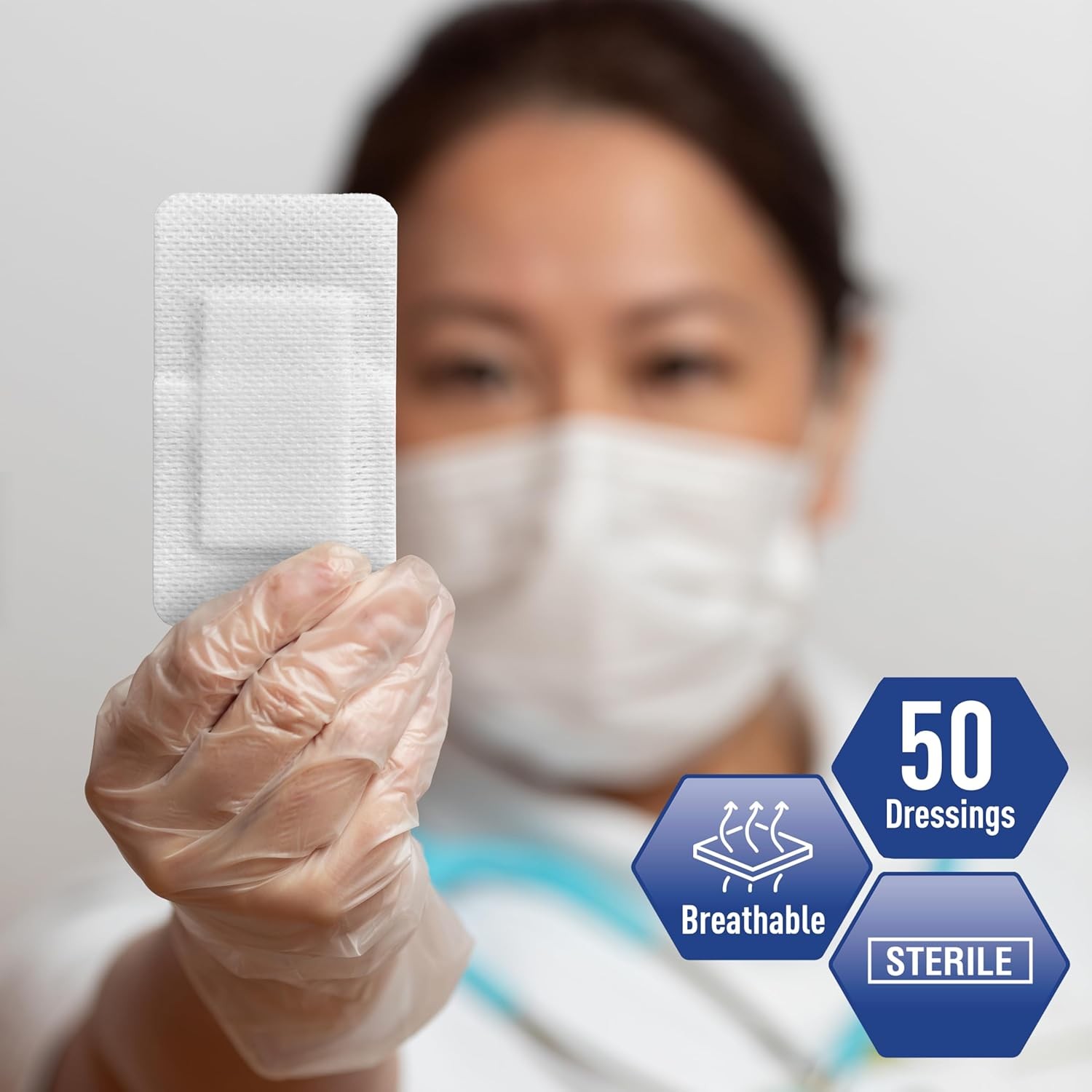 MED PRIDE Adhesive Island Dressing 2×3 in, Pack of 50 Sterile 2” x 3.5”