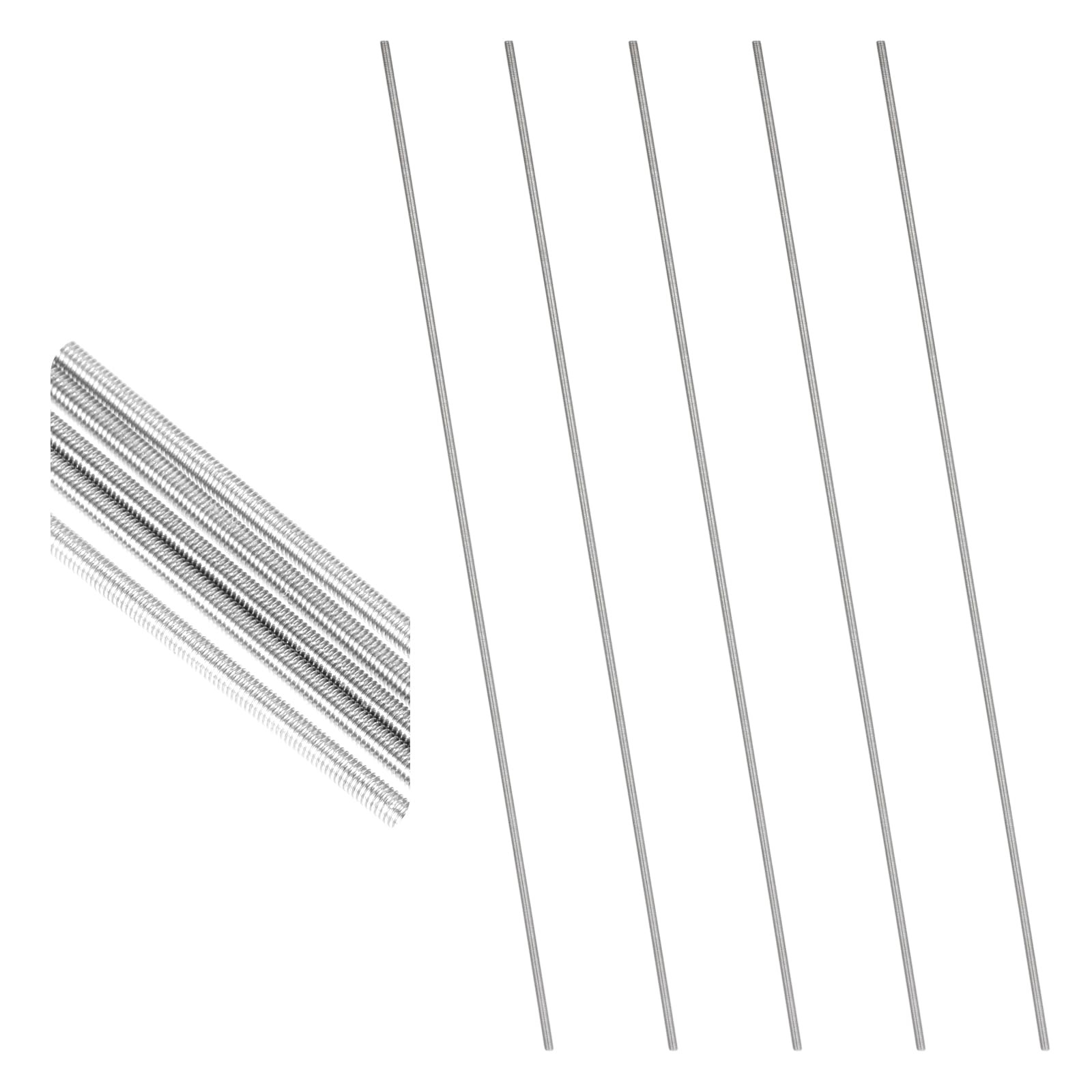 M3 x 300mm Fully Threaded Rod 304 Stainless Steel Right Hand Threads 5 PCS