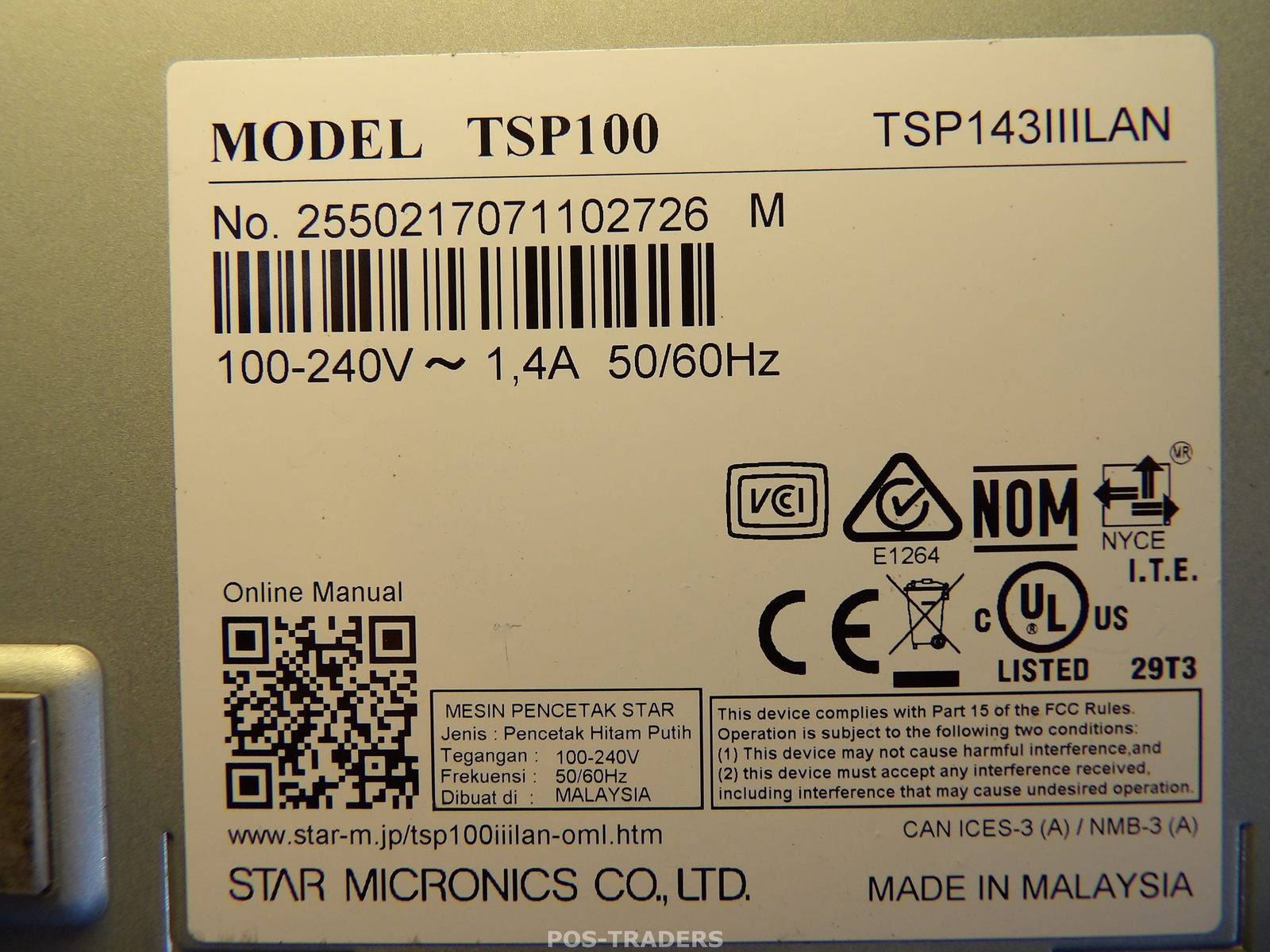 STAR TSP100III TSP143IIILAN Thermal Receipt POS Printer Network USB – TESTED OK