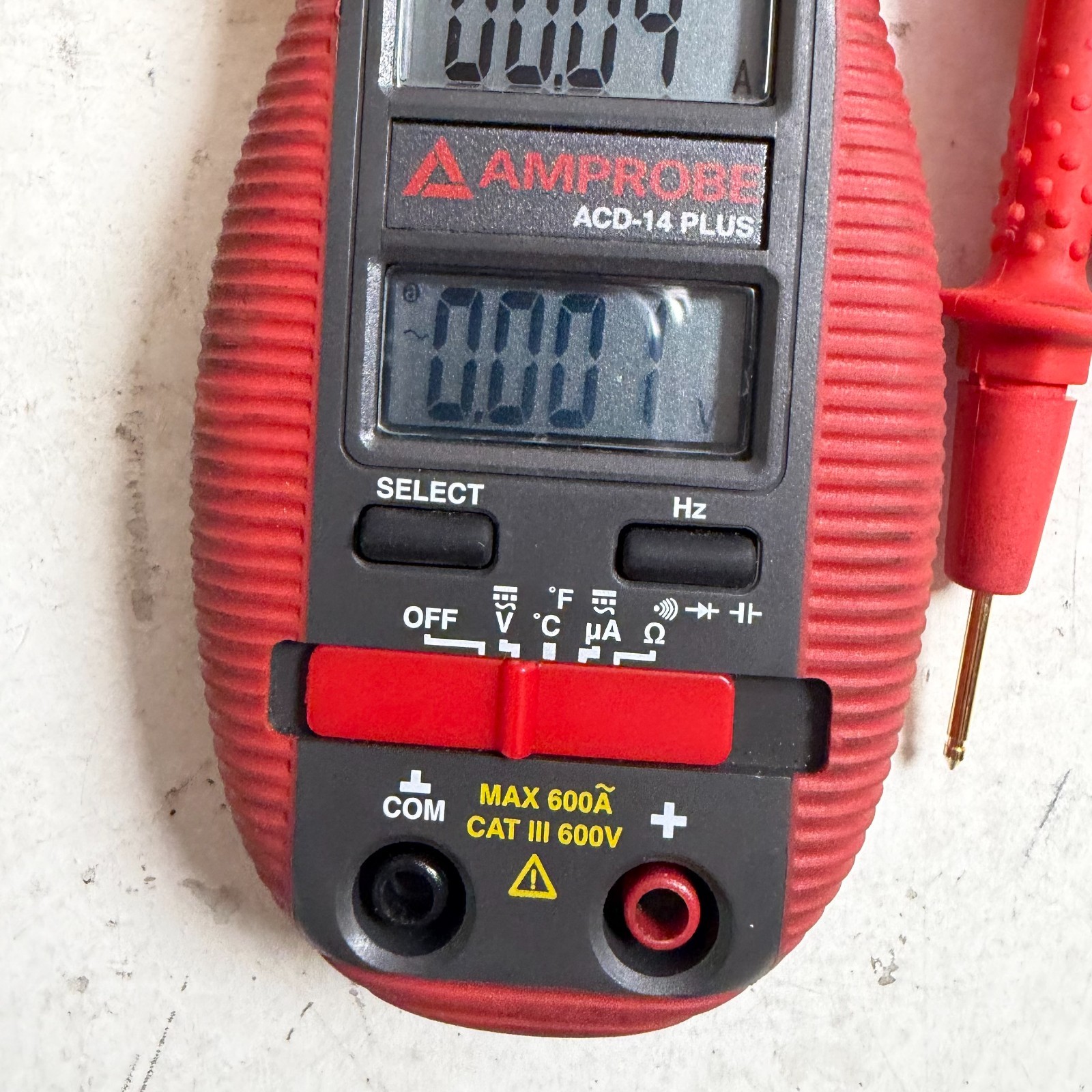 Amprobe ACD-14 PLUS Red CAT III 600V Handheld Dual Display Clamp-On Multimeter