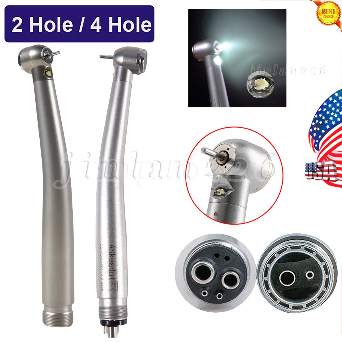 PANA MAX Pieza Mano Dental de Alta Velocidad Turbina Aire Pulsador 2/4H w/ LED