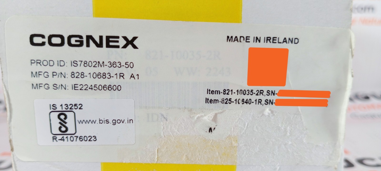 NEW COGNEX 825-10640-1R 06 / IS7802M-363-50 In-Sight 7000 Surplus