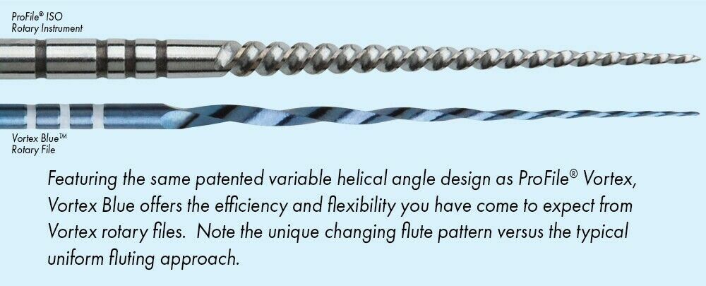 Dentsply Tulsa Dental Vortex Blue 21, 25, 30mm all Taper rotary file 30/pk