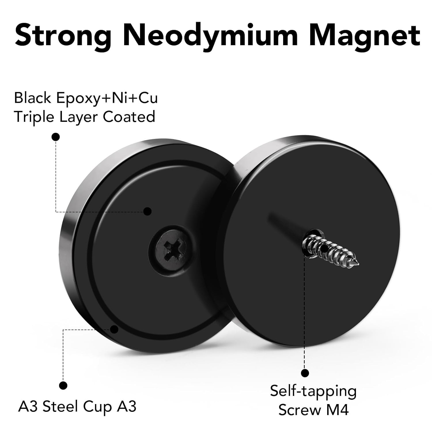 Magnets,150lb+ Waterproof Strong Neodymium Cup Magnets with Screws for Wall M…