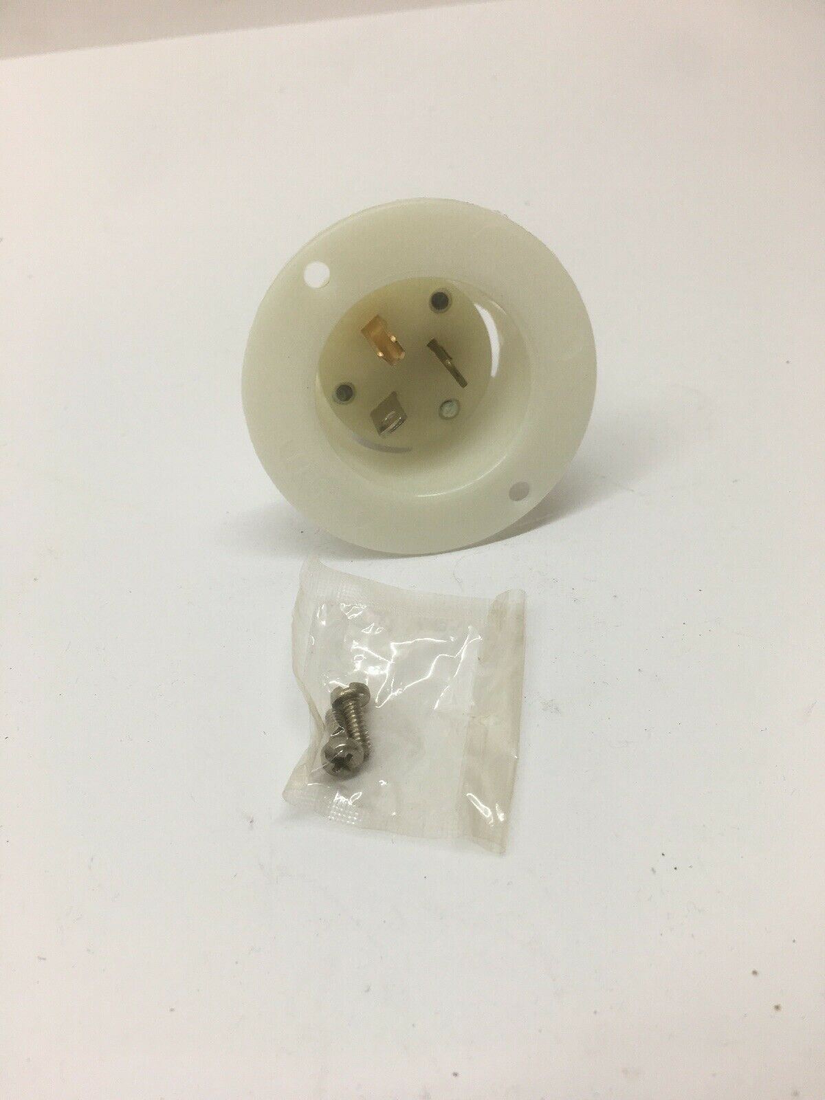 Straight Blade Devices, Male Inlets, Flanged, Industrial/Commercial, 20A 125V, 2
