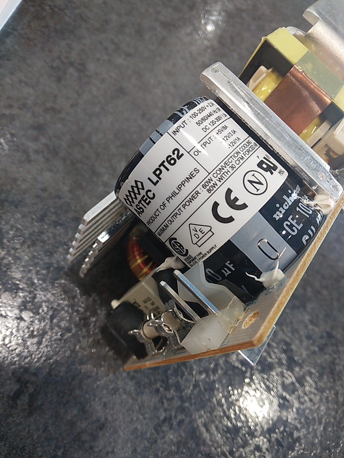 ASTEC LPT62 Switching Power Supply +5V/8A +12V/3.5A-12V/1A Brock #2563-00026 NOB