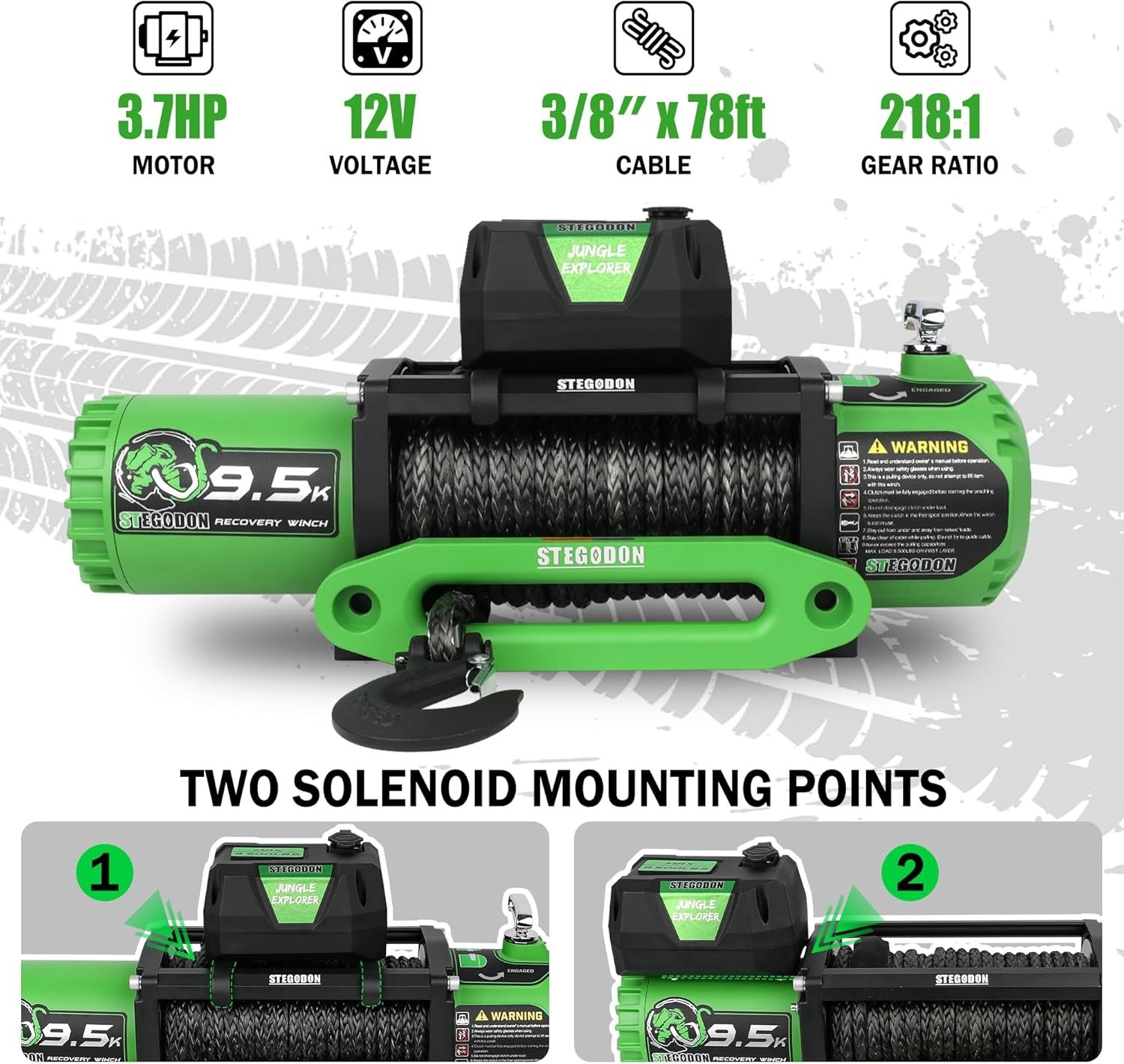 Winch 9500lb Electric Winch 12V Winch with Synthetic Rope Car Trailer Winch w…