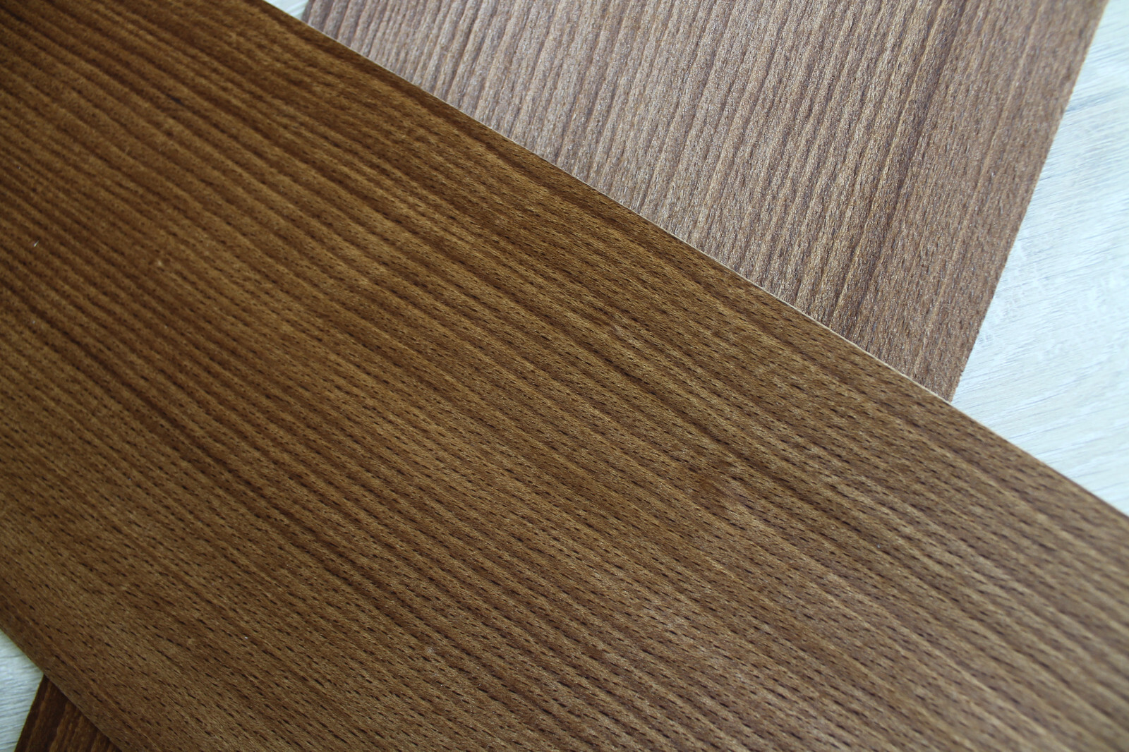 Beech Fumé wood veneer, 2 sheets, ~ 18.1 x 6.88″ (46 x 17.5cm), 0.55mm (~1/45″)