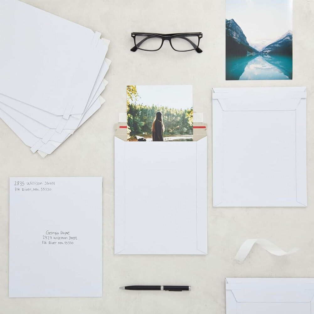 6×8 7×9 9×11.5 9.75×12.25 Rigid Photo Mailers Envelopes Flat Document Self Seal