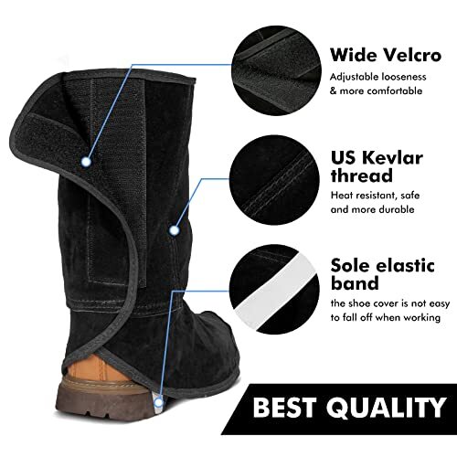 Leather Welding Spats – Flame and Abrasion Resistant Welding Boot Covers – Fu…