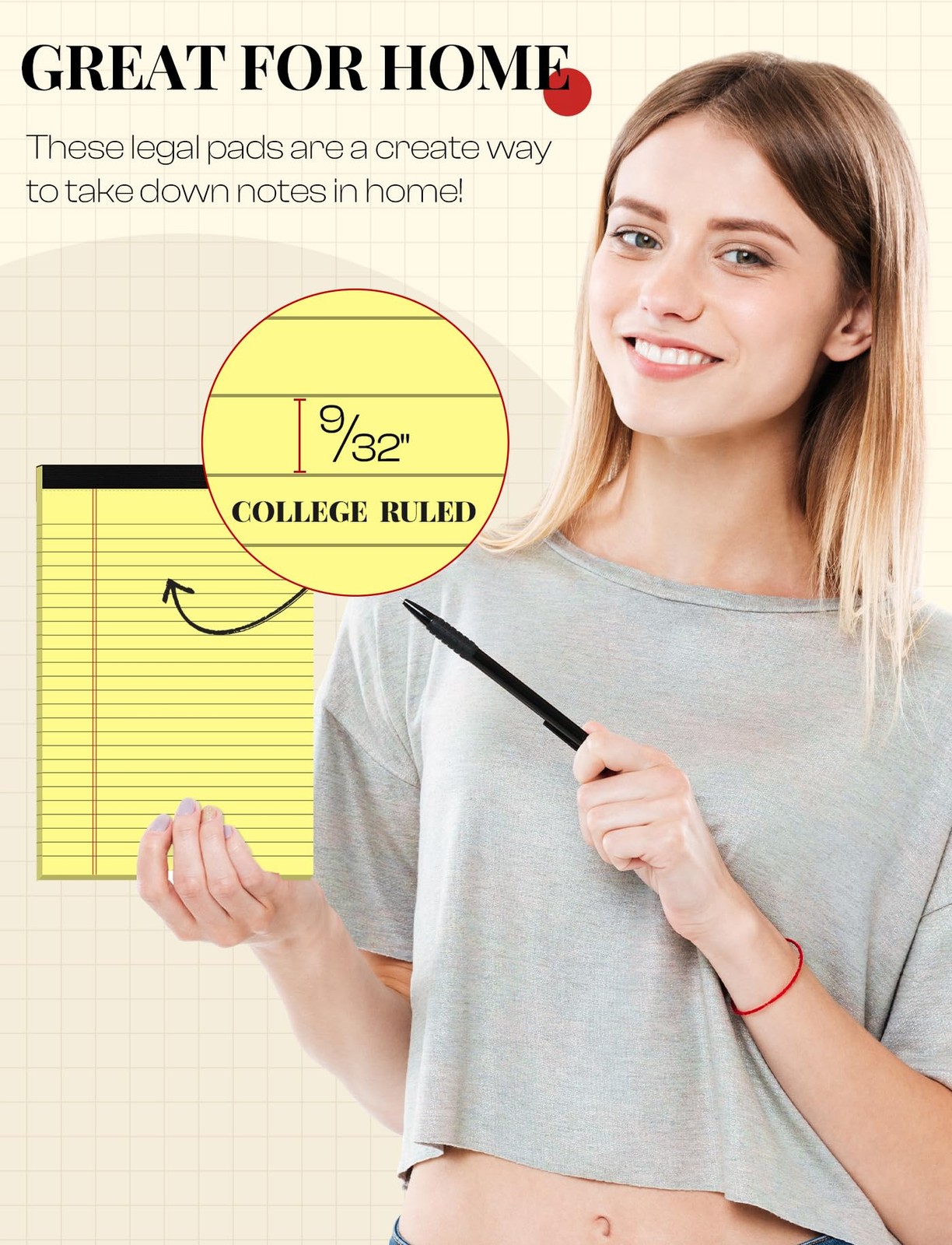 Yellow Note Pads 5×8 Small Legal College Ruled 5 x 8 Inch, Yellow-6P