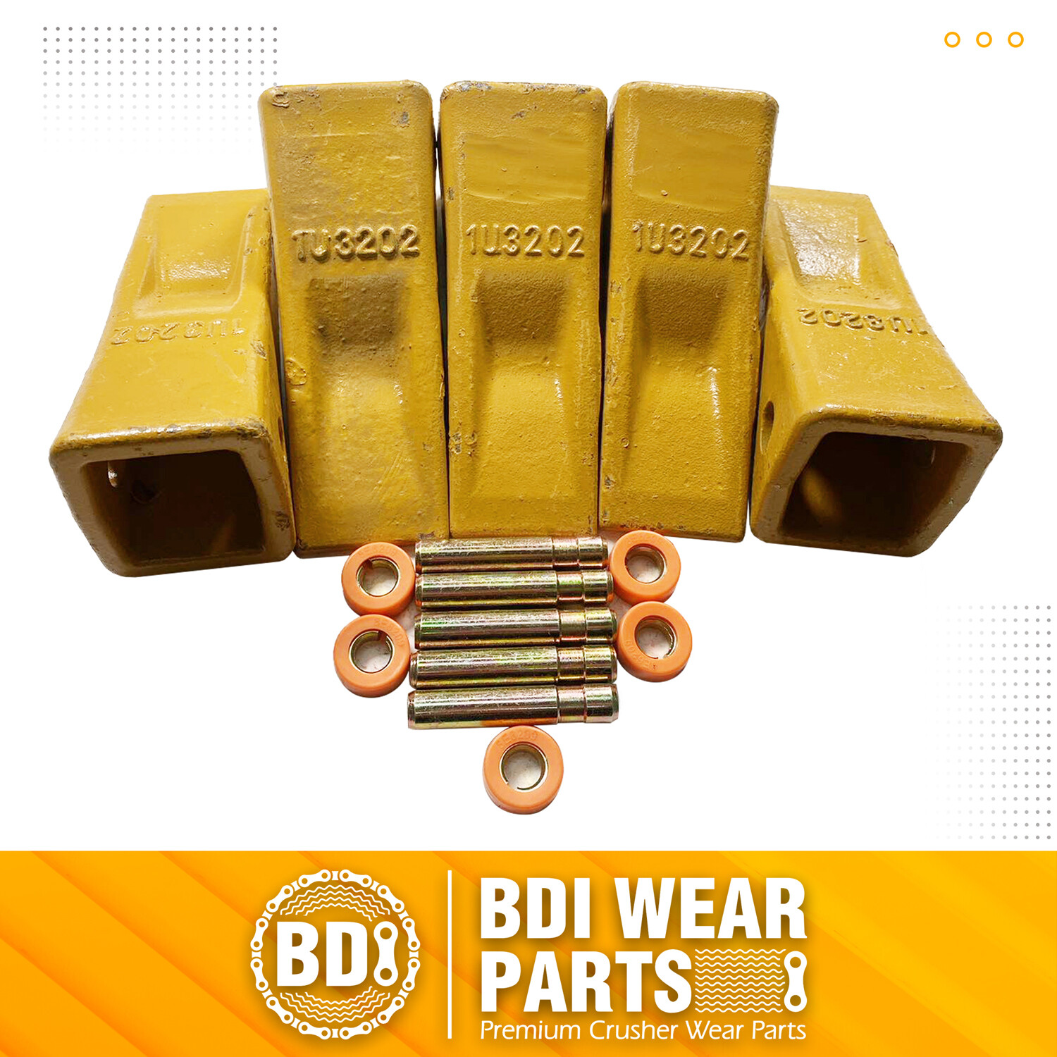 1U3202 J200 Excavator Bucket Teeth with Pins 8E6208 Retainers 8E6209 – 5 Pack