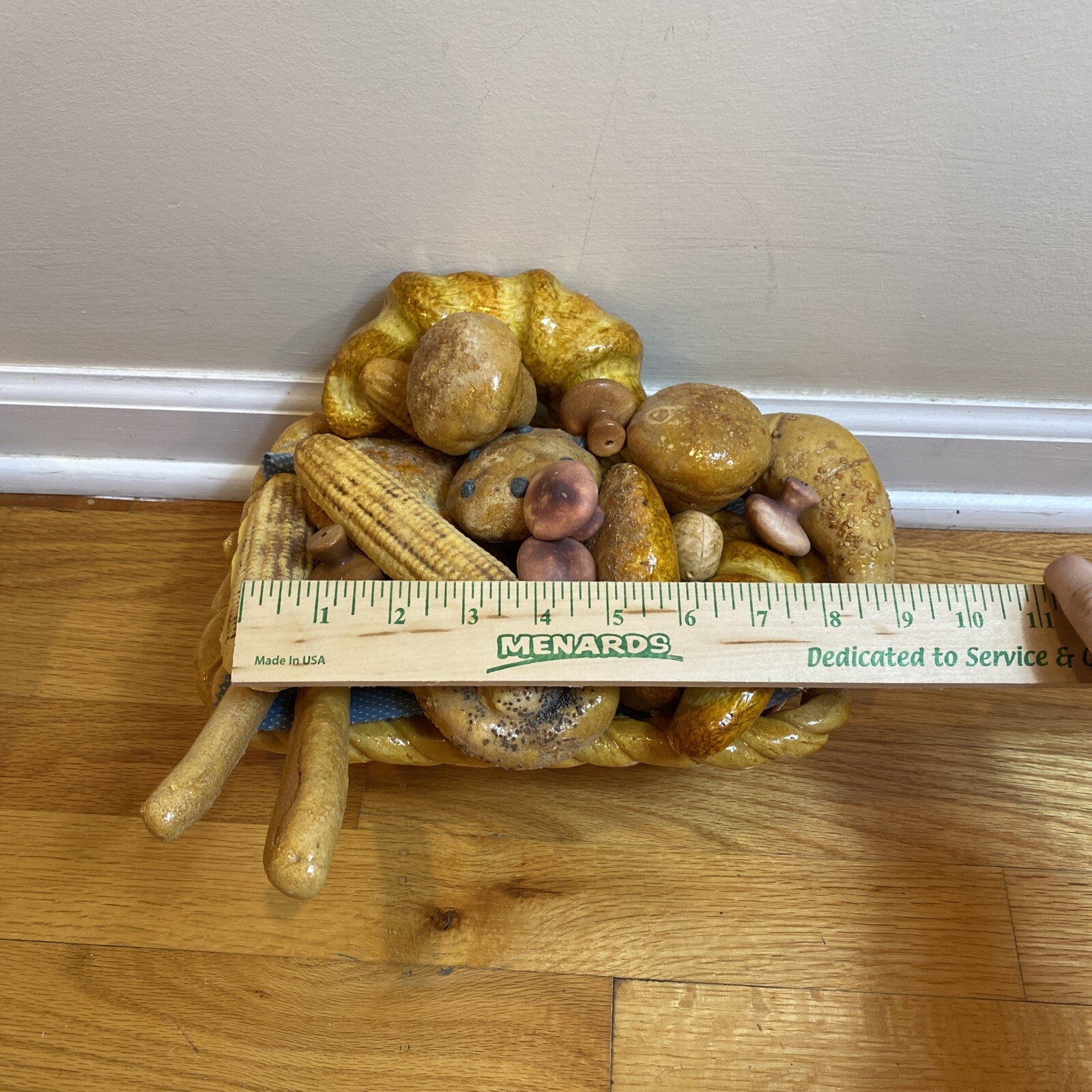 Realistic Fake Display Bread In a Basket Crafters Artist Made Mixed Materials