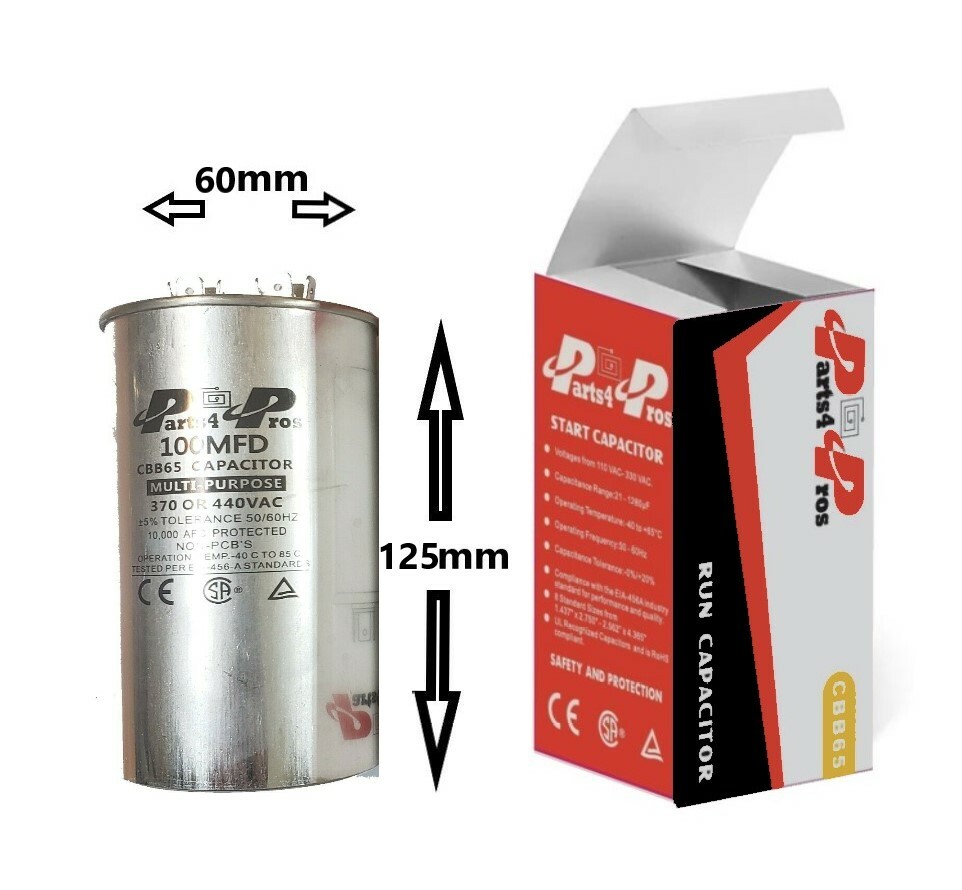 100uF 370 V 440 V VAC High Quality Motor Run Capacitor CBB65 (5x)
