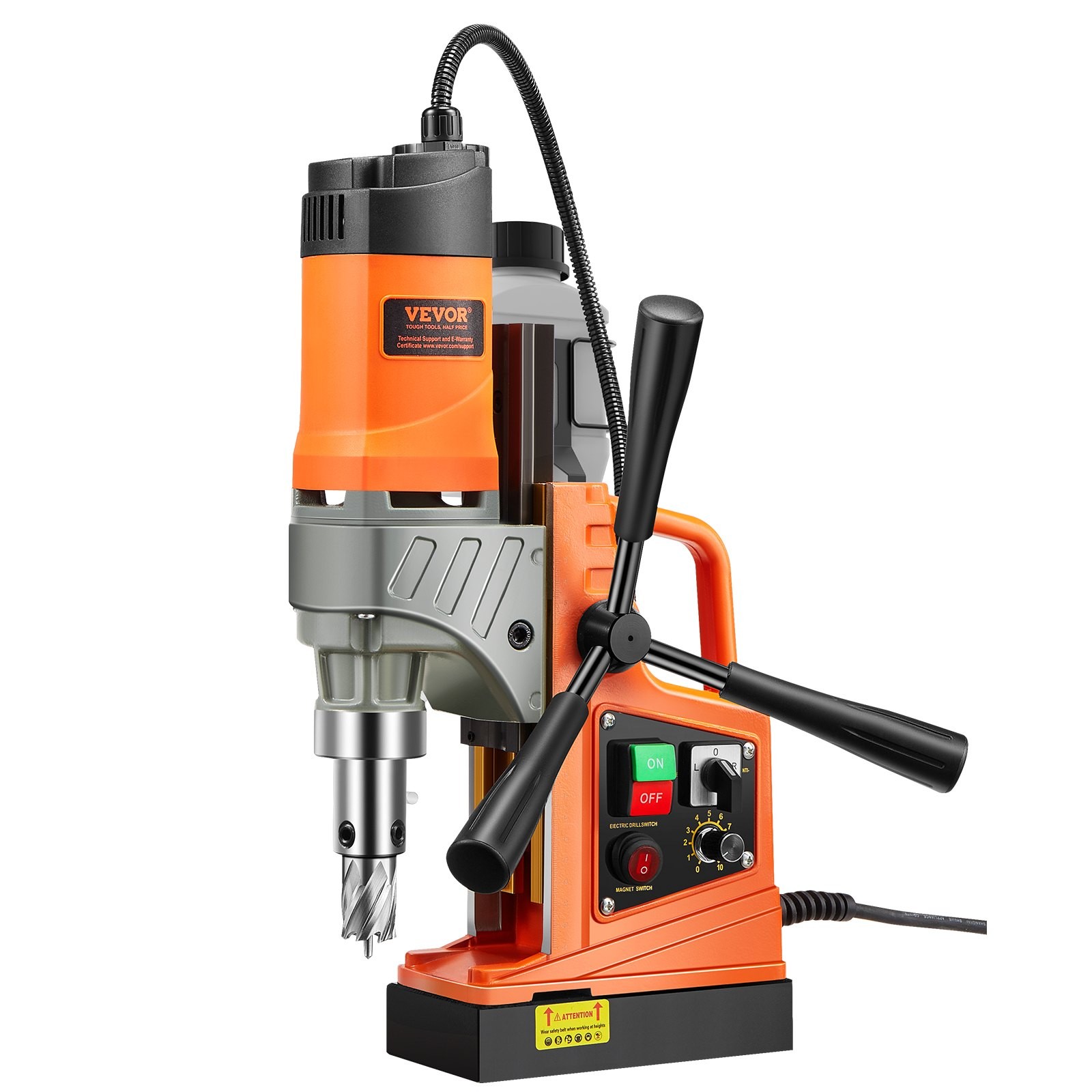 1450W 12500N Portable 850RPM 1.6″ Mag Drill Press 11HSS Bits Magnetic Drill