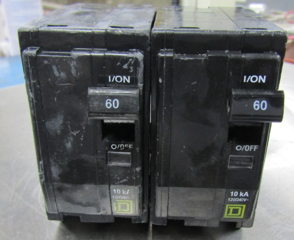 😍 (2) SQUARE D 60 AMP CIRCUIT BREAKER 2 POLE 120/240 10 KA CLIP ON QO260
