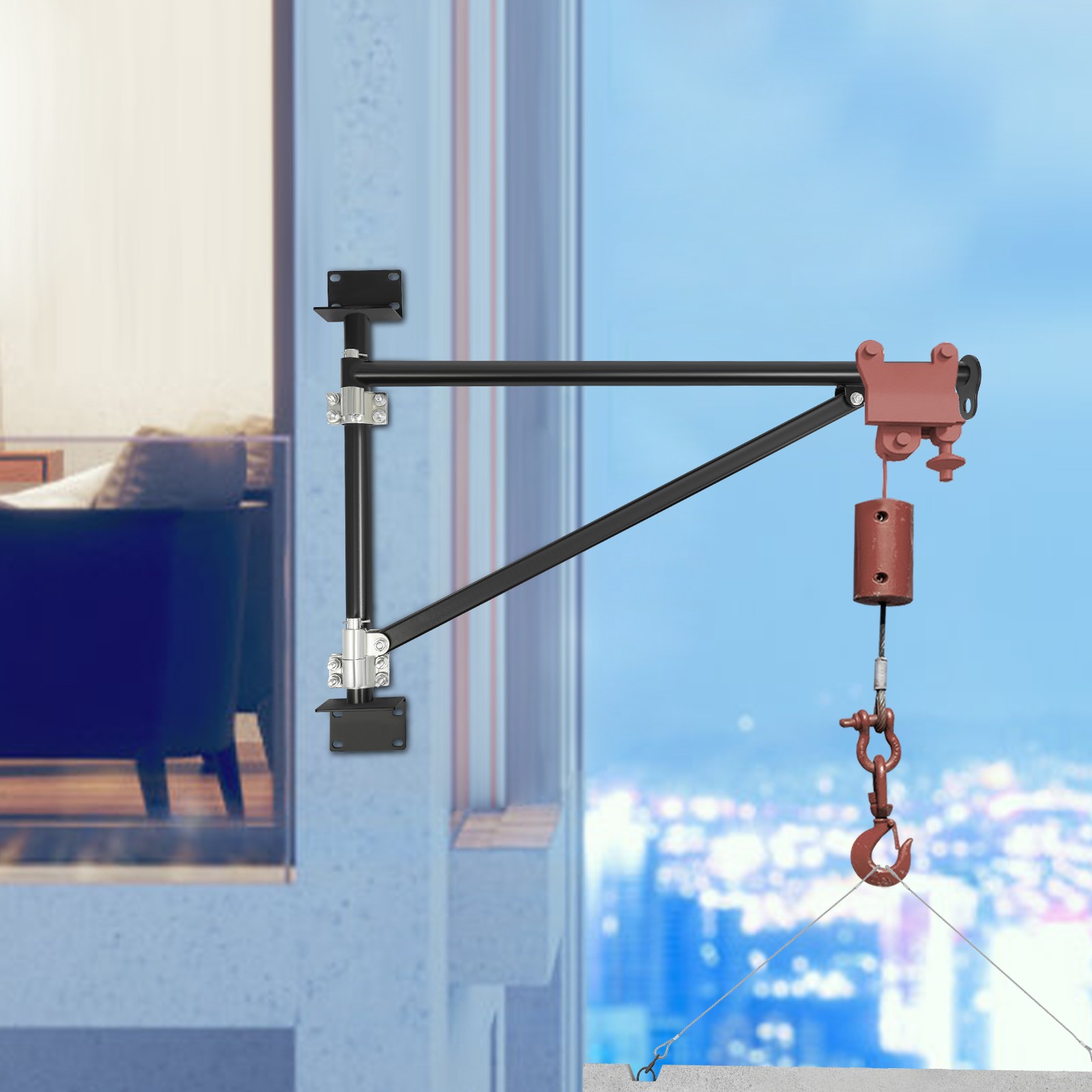 Wall Mount Crane Bracket, Alloy Steel Hoist Bracket, Crane Swing Arm with Pole