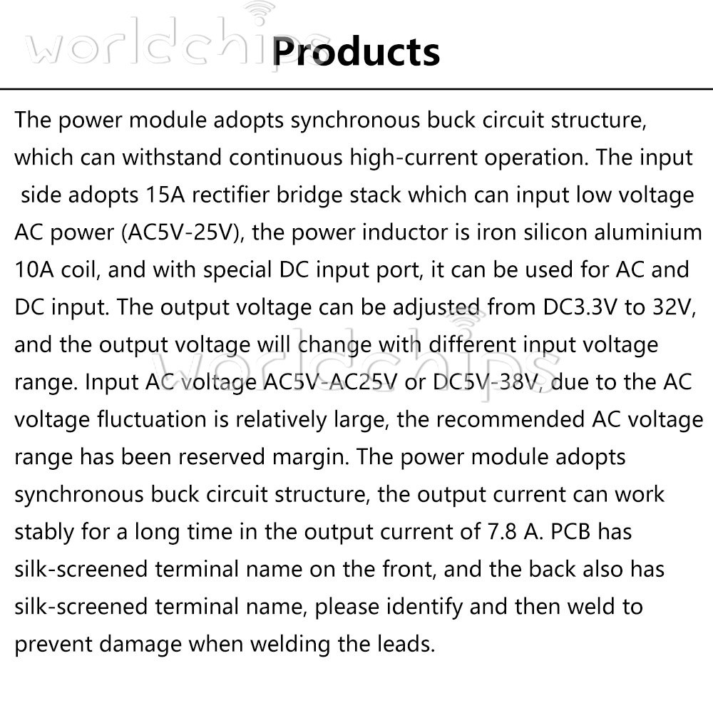 AC 5-25V/DC 8-38V To DC 3.3-32V Buck Power Module Adjustable Voltage Regulator