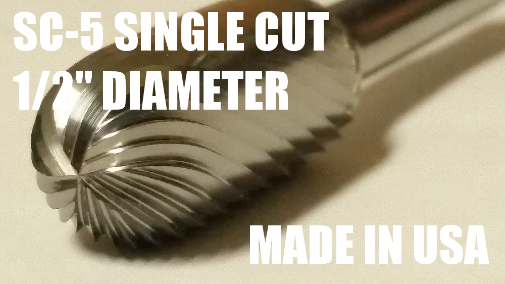 SC5S Cylindrical Radius 1/2″ Carbide Burr Bur Tool Die Grinder Bit 1/4″ Shank