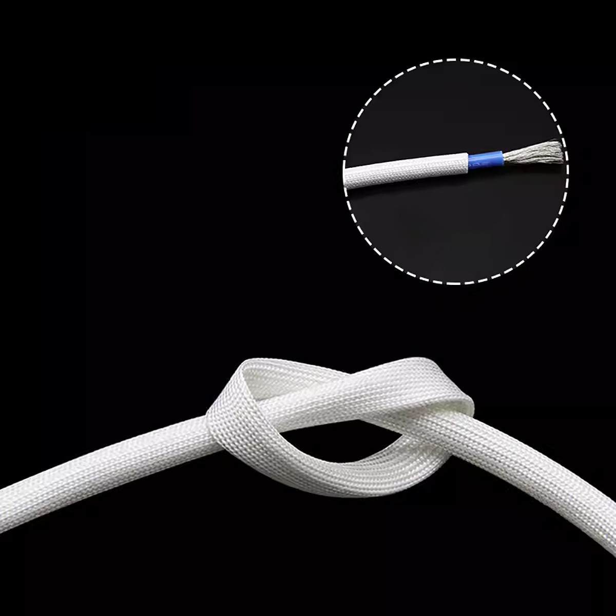 White Heat Resistant Sleeving Cable Wire HIGH TEMP Fiberglass Sleeve ID 1mm-50mm