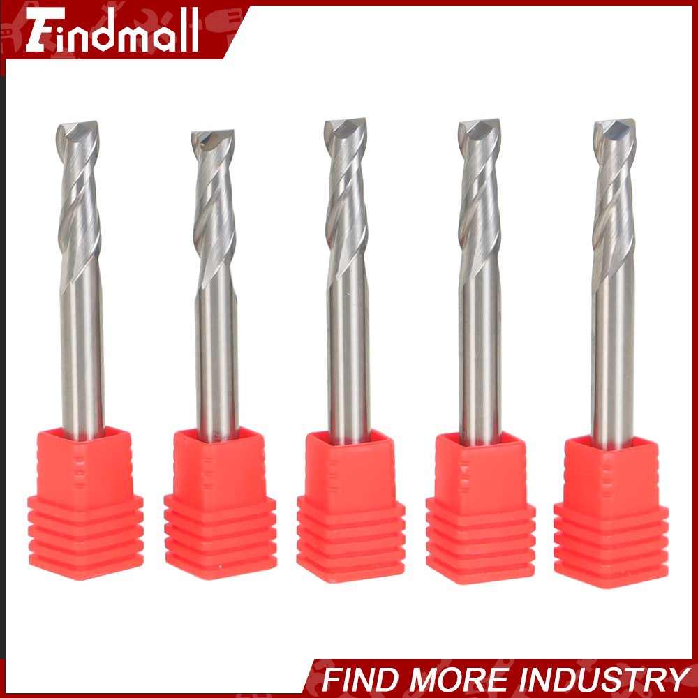 Findmall 5 PCS 1/4″ 2 FLUTE CARBIDE END MILL