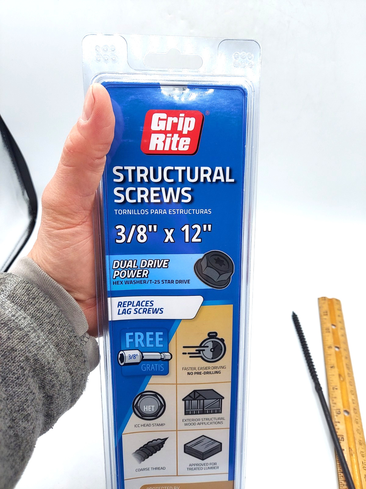 Grip Rite Structural Screws 3/8″ x 12″ GRSSFW381215 New *Case of 100*