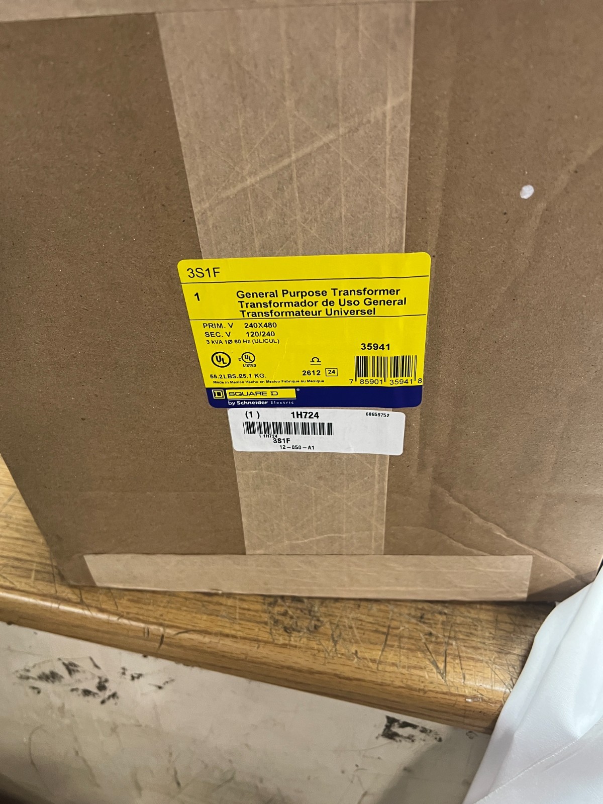 SCHNEIDER ELECTRIC Transformer Dry 3S1F 240X480V -120/240V 3S1F Transformer Dry