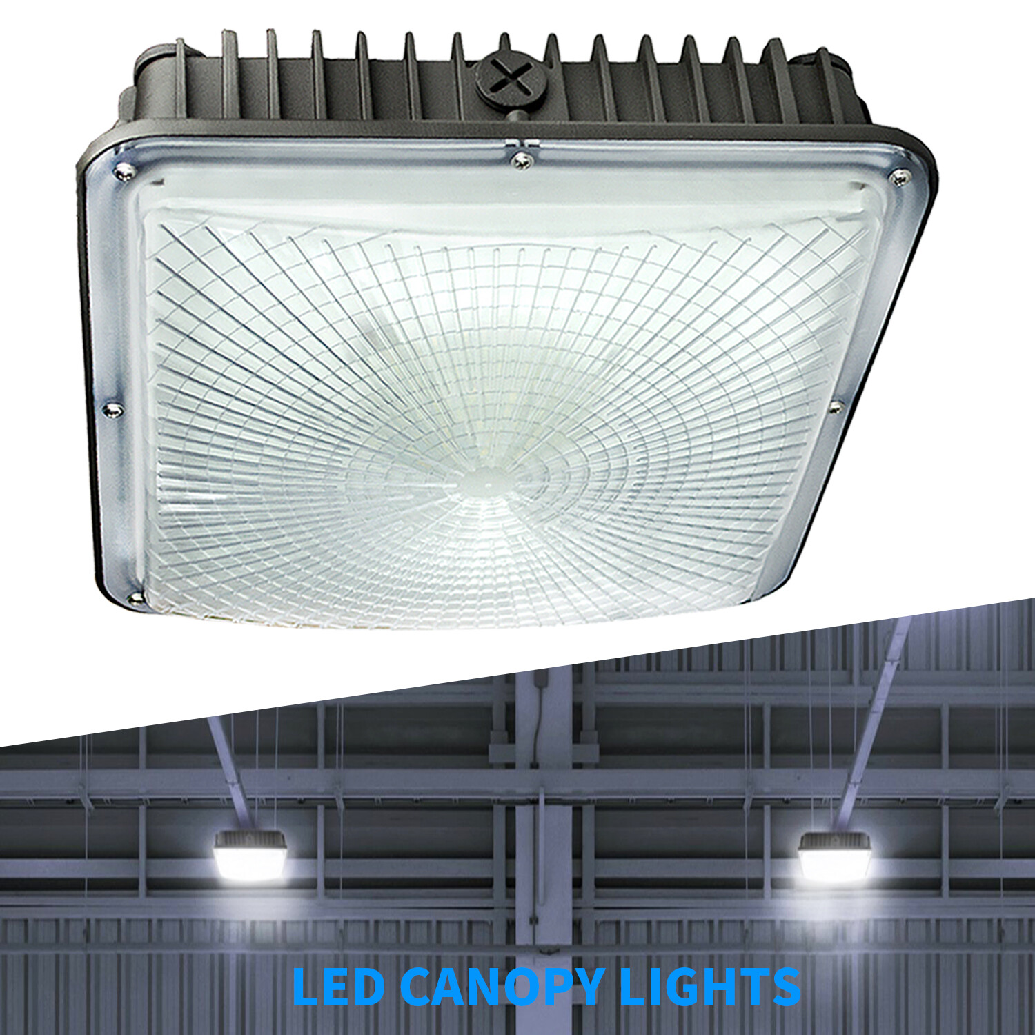 2x LED Canopy Light 70w Gas Station Garage Light 4800lm 110-277V AC Square Lamps
