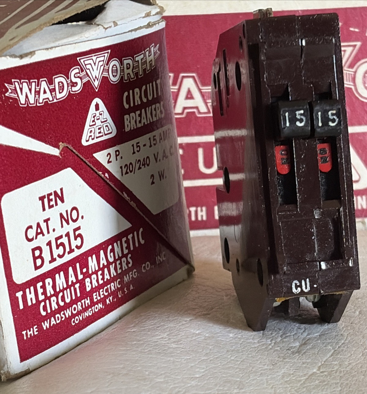 WADSWORTH B1515 A1515 TWIN BREAKER 1-POLE 15A & 1- POLE 15A WA1515 NEW!!!