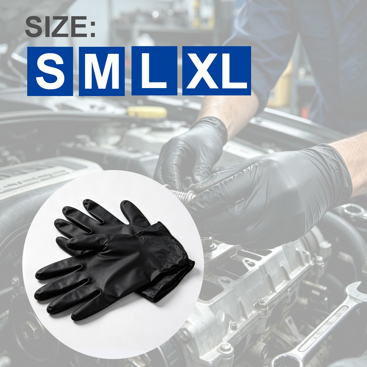 100Pcs Disposable Nitrile Gloves Powder Free S M L XL For Kitchen Cleaning Work