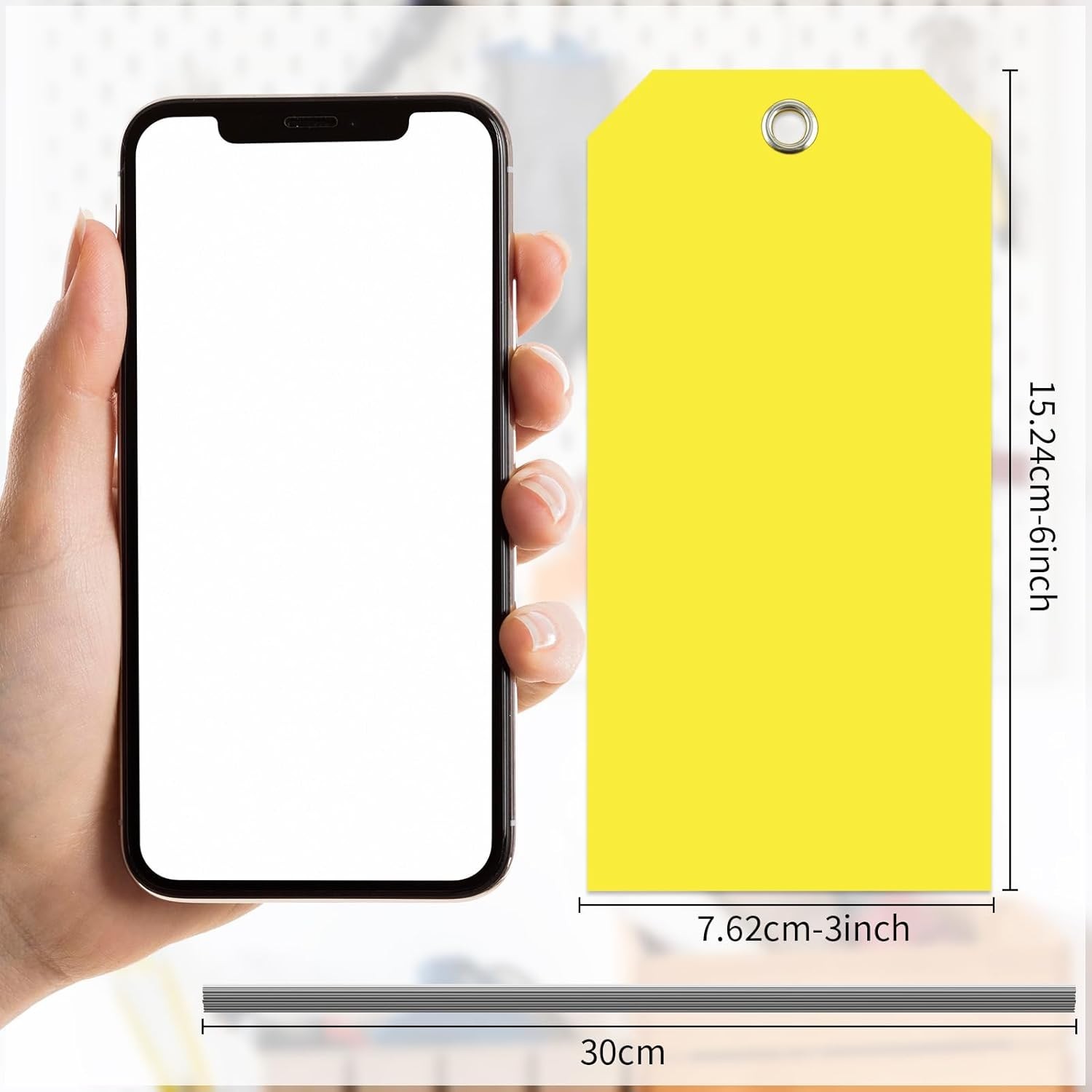 100 Pieces 3×6 inch Large Yellow Plastic Tags with Wires Heavy Duty Waterproo…