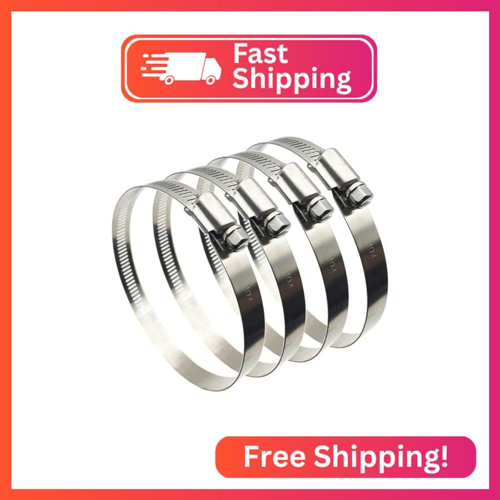 EesTeck 4″ (Diameter) Adjustable 304 Stainless Steel Duct Clamps Hose Clamp Pipe
