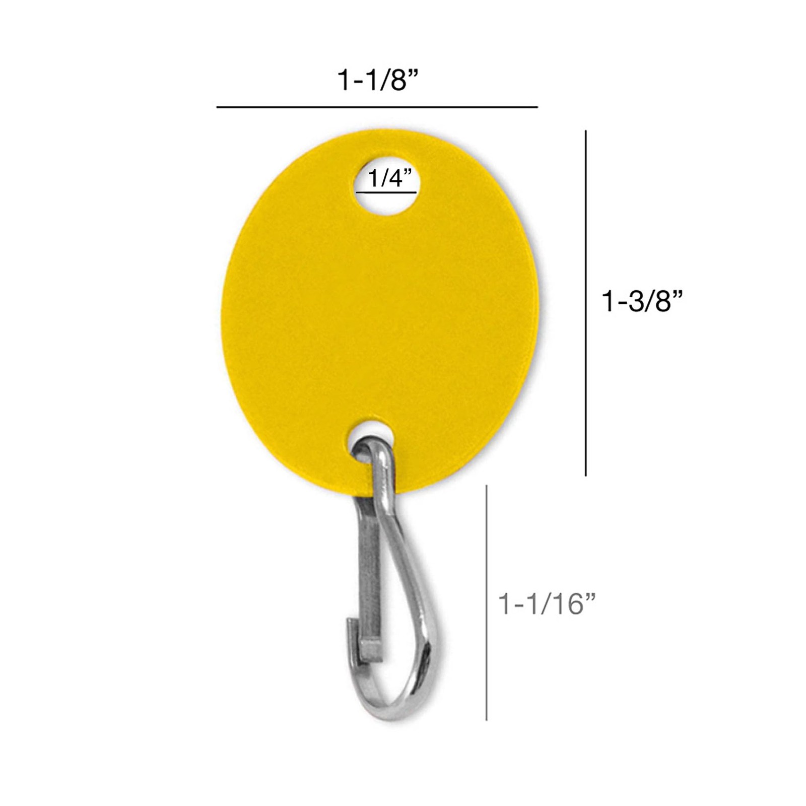 Oval Key Tag with Hook in Yellow, 20 Pack (258080)