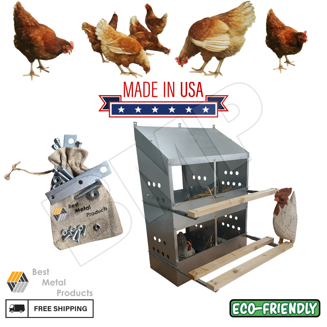4 Hole Heavy Duty 23ga Galvanized Chicken Nesting Laying Roost Box 0300111