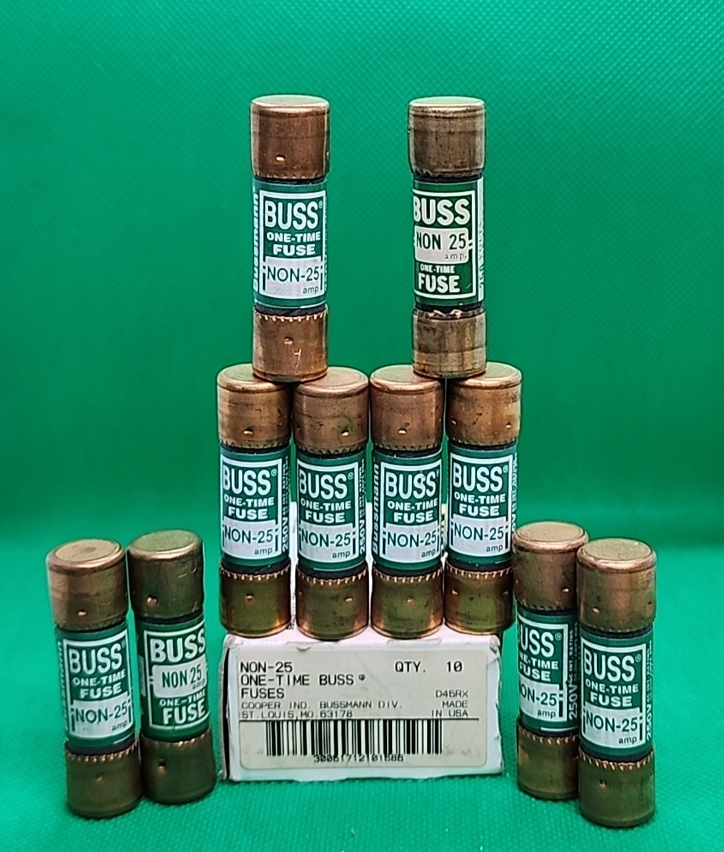 Box of 10 – BUSSMANN BUSS NON-25 250V 25A ONE-TIME FUSE [MG5-3]