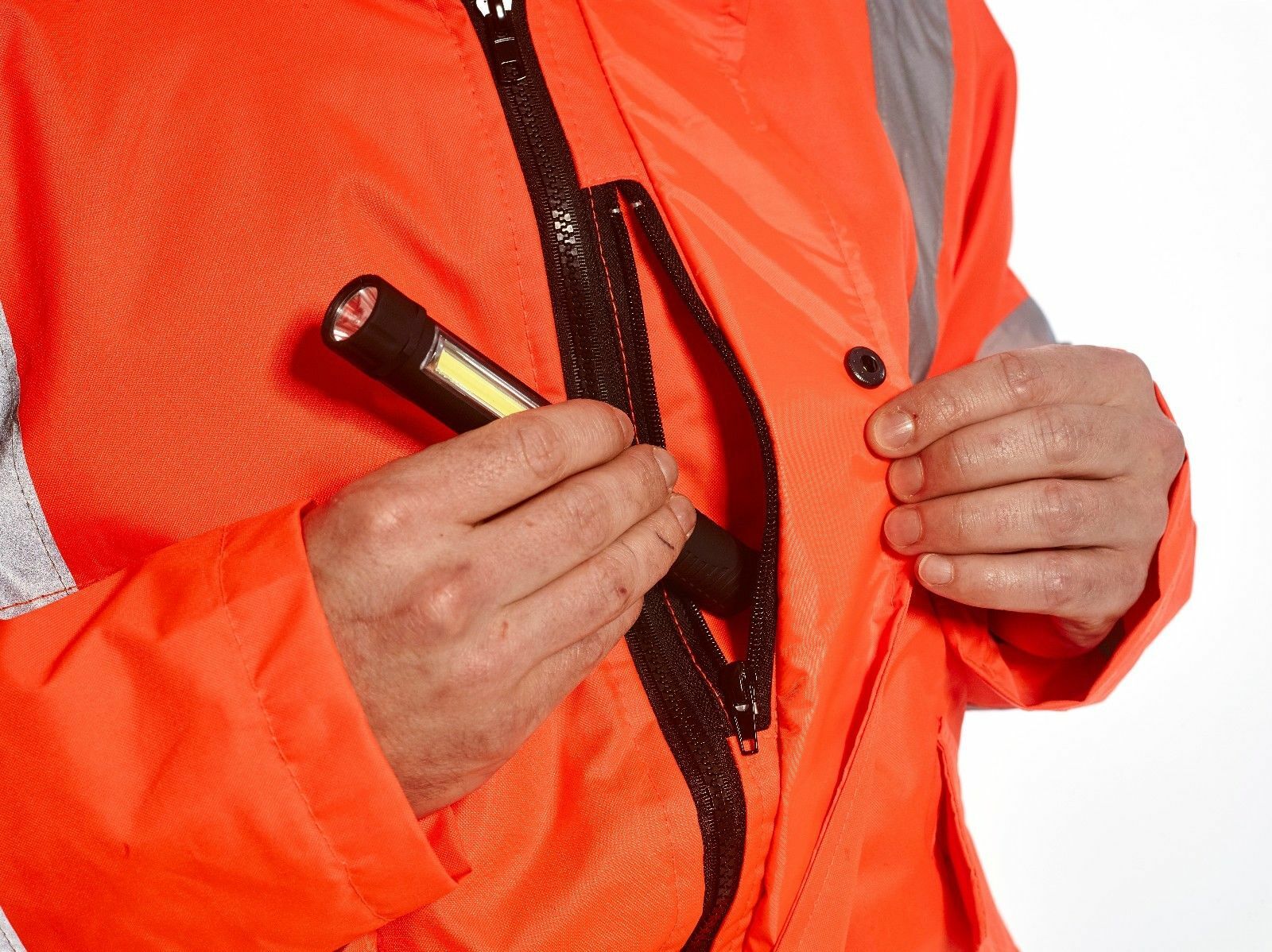 Portwest URT32 Hi Vis Reflective Safety Waterproof Hooded Bomber Jacket ANSI