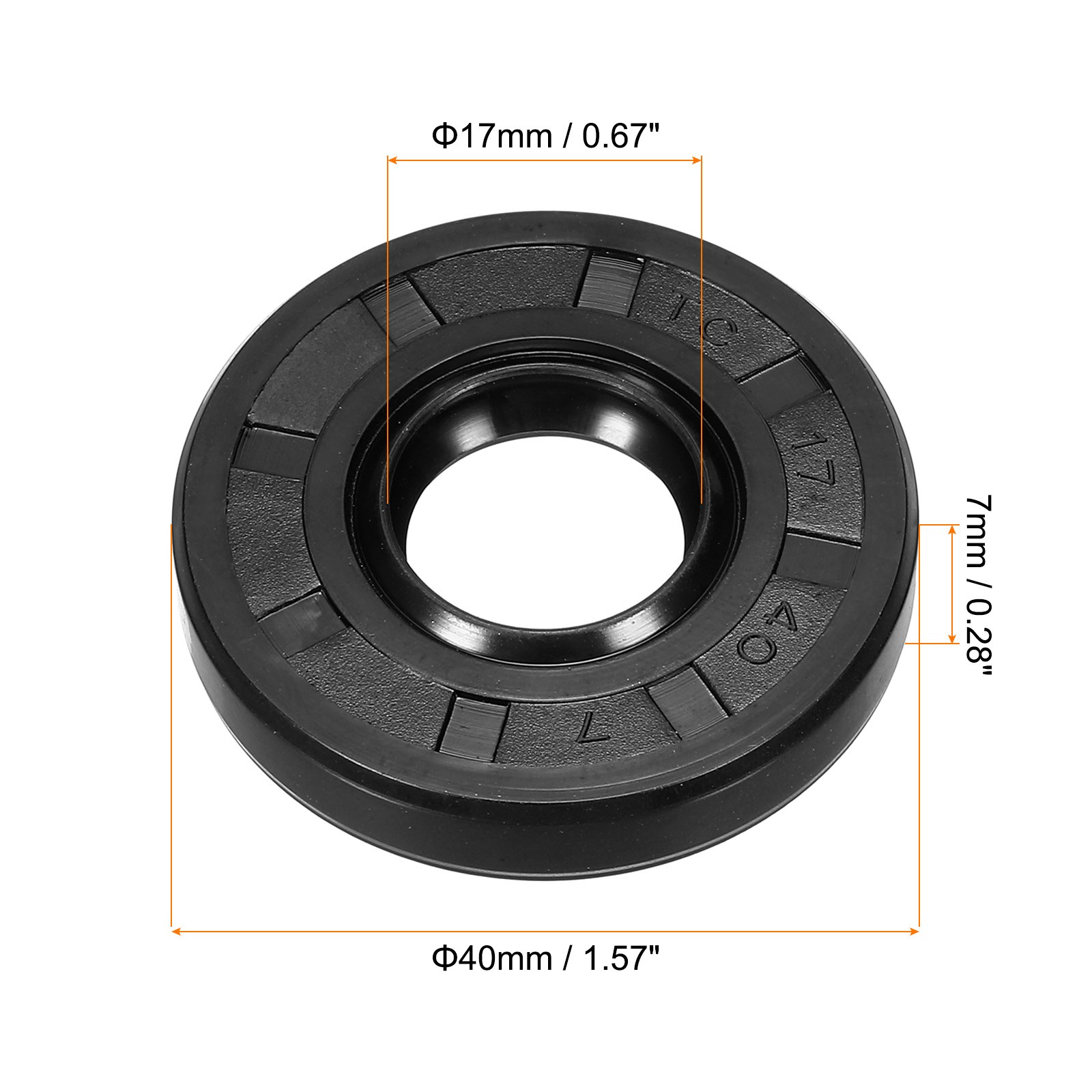 2 x Oil Seal TC 17x40x7mm Nitrile Rubber Cover Double Lip Spring Loaded Black