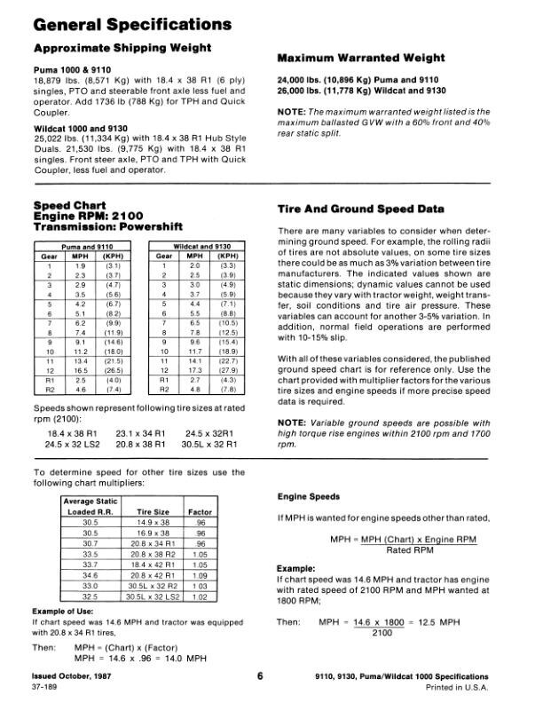 Case IH 1000,9110,9130,9150,9170,9180,9190 Cougar Tractor Service Manual 8-92722