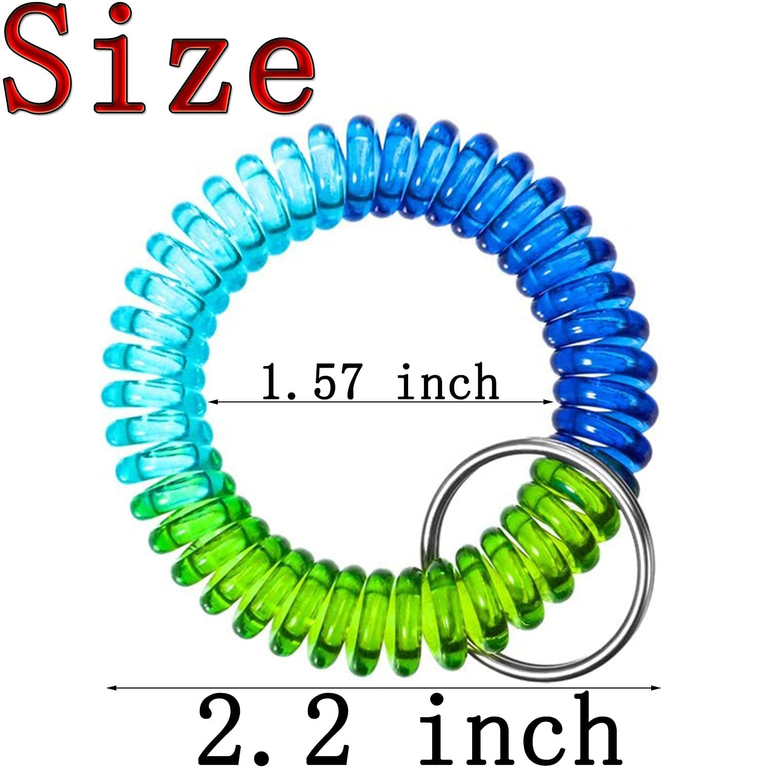 MYYZMY 12 Pcs Wrist Coil Keychain, Colorful 2.2 Inch, Multicolor